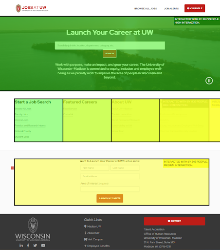 Wisconsin Madison Career Page Heatmap